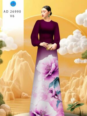 Vải Áo Dài Hoa In 3D AD 26990