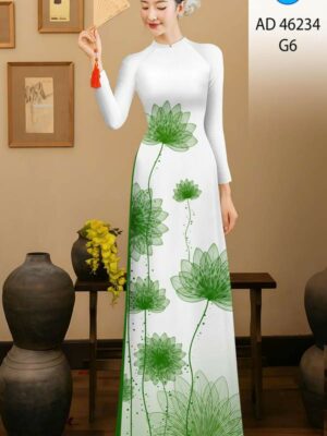 Vải Áo Dài Hoa Sen AD 46234