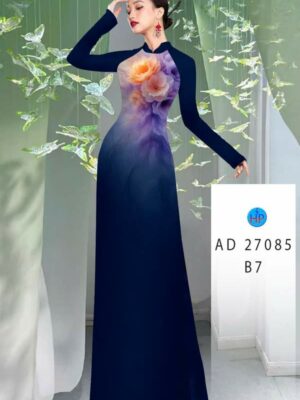 Vải Áo Dài Hoa In 3D AD 27085