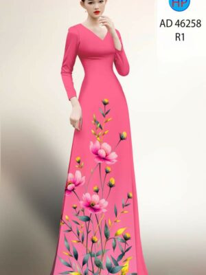 Vải Áo Dài Hoa In 3D AD 46258