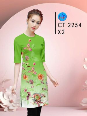 Vải Áo Dài Hoa Hồng AD CT2254