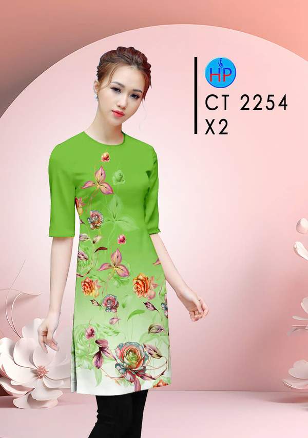 Vải Áo Dài Hoa Hồng AD CT2254