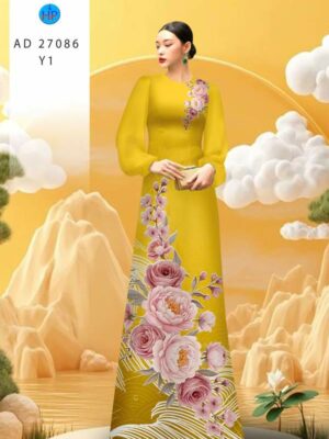Vải Áo Dài Hoa Cẩm Chướng AD 27086