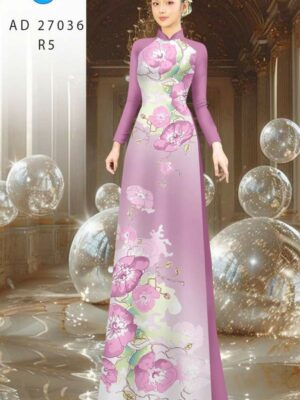 Vải Áo Dài Hoa In 3D AD 27036