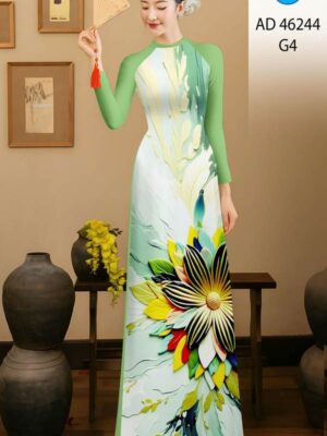 Vải Áo Dài Hoa In 3D AD 46244
