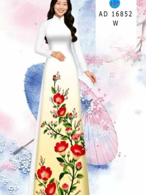 Vải Áo Dài Hoa In 3D AD 16852