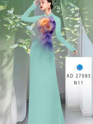 Vải Áo Dài Hoa In 3D AD 27085