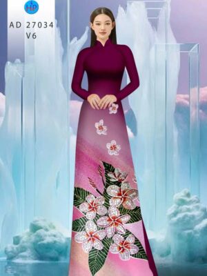 Vải Áo Dài Hoa In 3D AD 27034