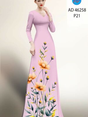 Vải Áo Dài Hoa In 3D AD 46258