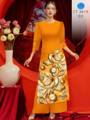 Vải Áo Dài Hoa In 3D AD CT3010