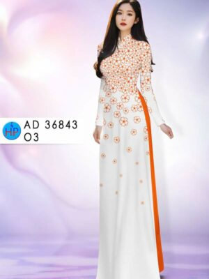 Vải Áo Dài Hoa In 3D AD 36843