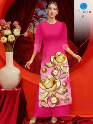 Vải Áo Dài Hoa In 3D AD CT3010