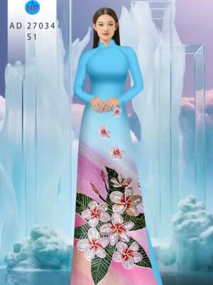 Vải Áo Dài Hoa In 3D AD 27034