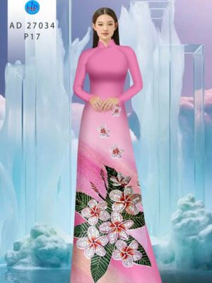 Vải Áo Dài Hoa In 3D AD 27034