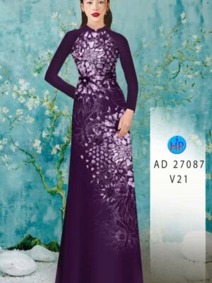 Vải Áo Dài Hoa In 3D AD 27087