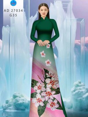 Vải Áo Dài Hoa In 3D AD 27034