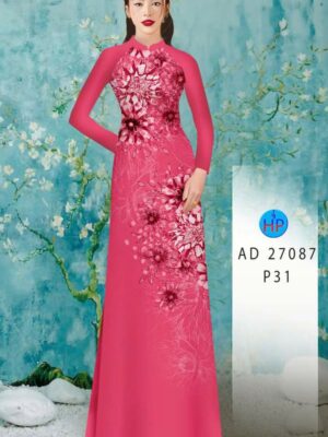 Vải Áo Dài Hoa In 3D AD 27087