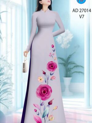Vải Áo Dài Hoa Hồng AD 27014