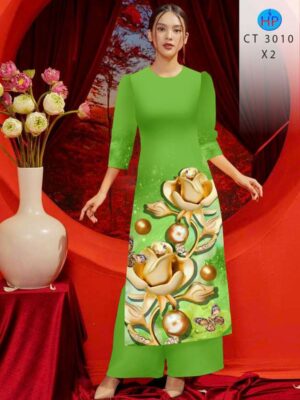 Vải Áo Dài Hoa In 3D AD CT3010