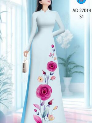Vải Áo Dài Hoa Hồng AD 27014