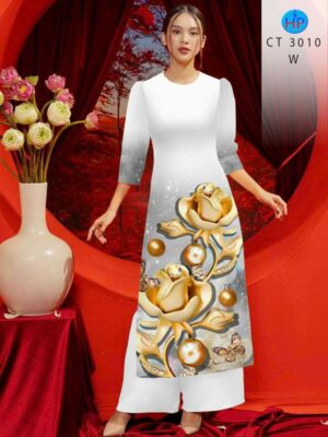 Vải Áo Dài Hoa In 3D AD CT3010