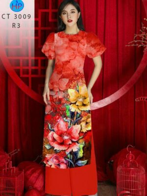 Vải Áo Dài Hoa In 3D AD 3009