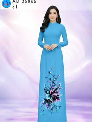 Vải Áo Dài Hoa In 3D AD 36866