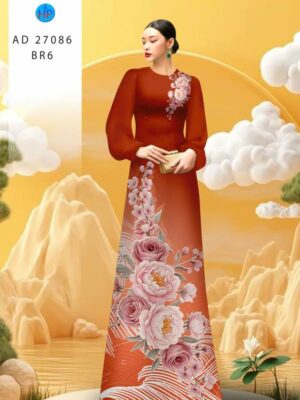 Vải Áo Dài Hoa Cẩm Chướng AD 27086