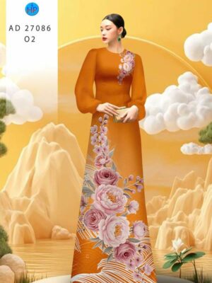 Vải Áo Dài Hoa Cẩm Chướng AD 27086