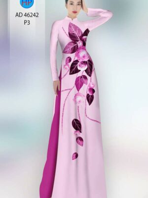 Vải Áo Dài Hoa Hồng AD 46242