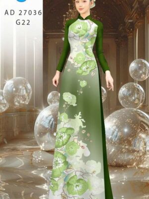 Vải Áo Dài Hoa In 3D AD 27036