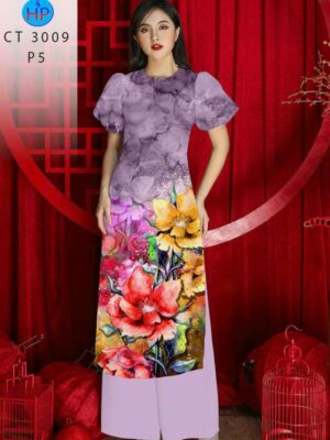 Vải Áo Dài Hoa In 3D AD 3009
