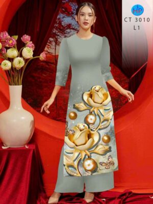 Vải Áo Dài Hoa In 3D AD CT3010