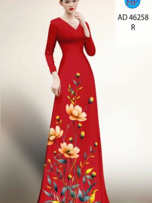 Vải Áo Dài Hoa In 3D AD 46258