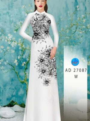 Vải Áo Dài Hoa In 3D AD 27087