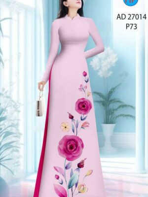 Vải Áo Dài Hoa Hồng AD 27014