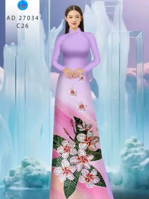 Vải Áo Dài Hoa In 3D AD 27034
