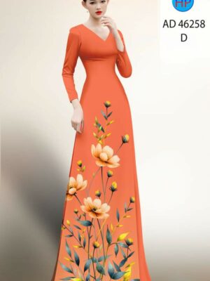 Vải Áo Dài Hoa In 3D AD 46258