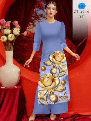 Vải Áo Dài Hoa In 3D AD CT3010