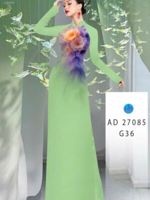 Vải Áo Dài Hoa In 3D AD 27085