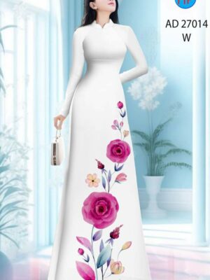 Vải Áo Dài Hoa Hồng AD 27014