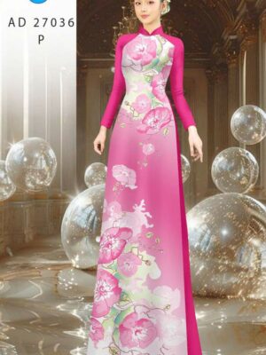 Vải Áo Dài Hoa In 3D AD 27036