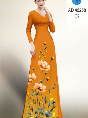 Vải Áo Dài Hoa In 3D AD 46258