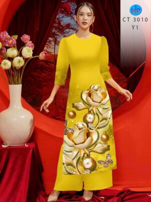 Vải Áo Dài Hoa In 3D AD CT3010