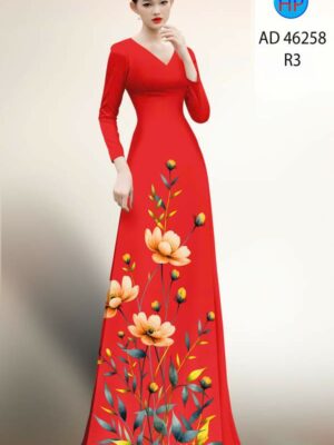 Vải Áo Dài Hoa In 3D AD 46258