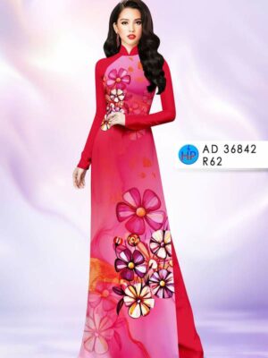 Vải Áo Dài Hoa In 3D AD 36842