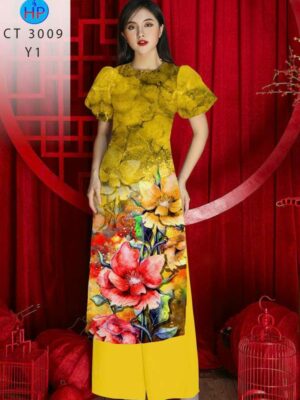 Vải Áo Dài Hoa In 3D AD 3009