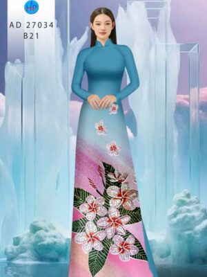 Vải Áo Dài Hoa In 3D AD 27034