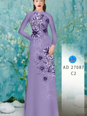 Vải Áo Dài Hoa In 3D AD 27087