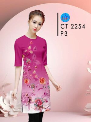 Vải Áo Dài Hoa Hồng AD CT2254